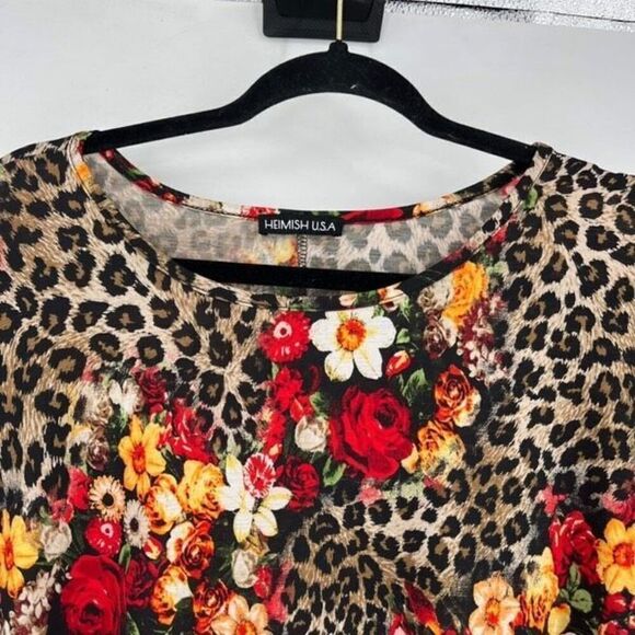 NWOT Heimish U.S.A. Animal Print Floral Design Shift Dress Black‎ Red Size 3XL - Picture 3 of 8